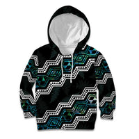 Personalised Taniko Aotearoa Mix Paua Shell Kid Hoodie Niho Taniwha Turquoise Glitter