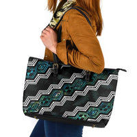 Personalised Taniko Aotearoa Mix Paua Shell Leather Tote Bag Niho Taniwha Turquoise Glitter