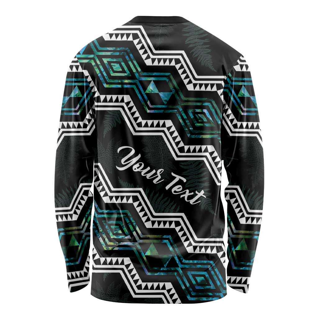 Personalised Taniko Aotearoa Mix Paua Shell Long Sleeve Shirt Niho Taniwha Turquoise Glitter