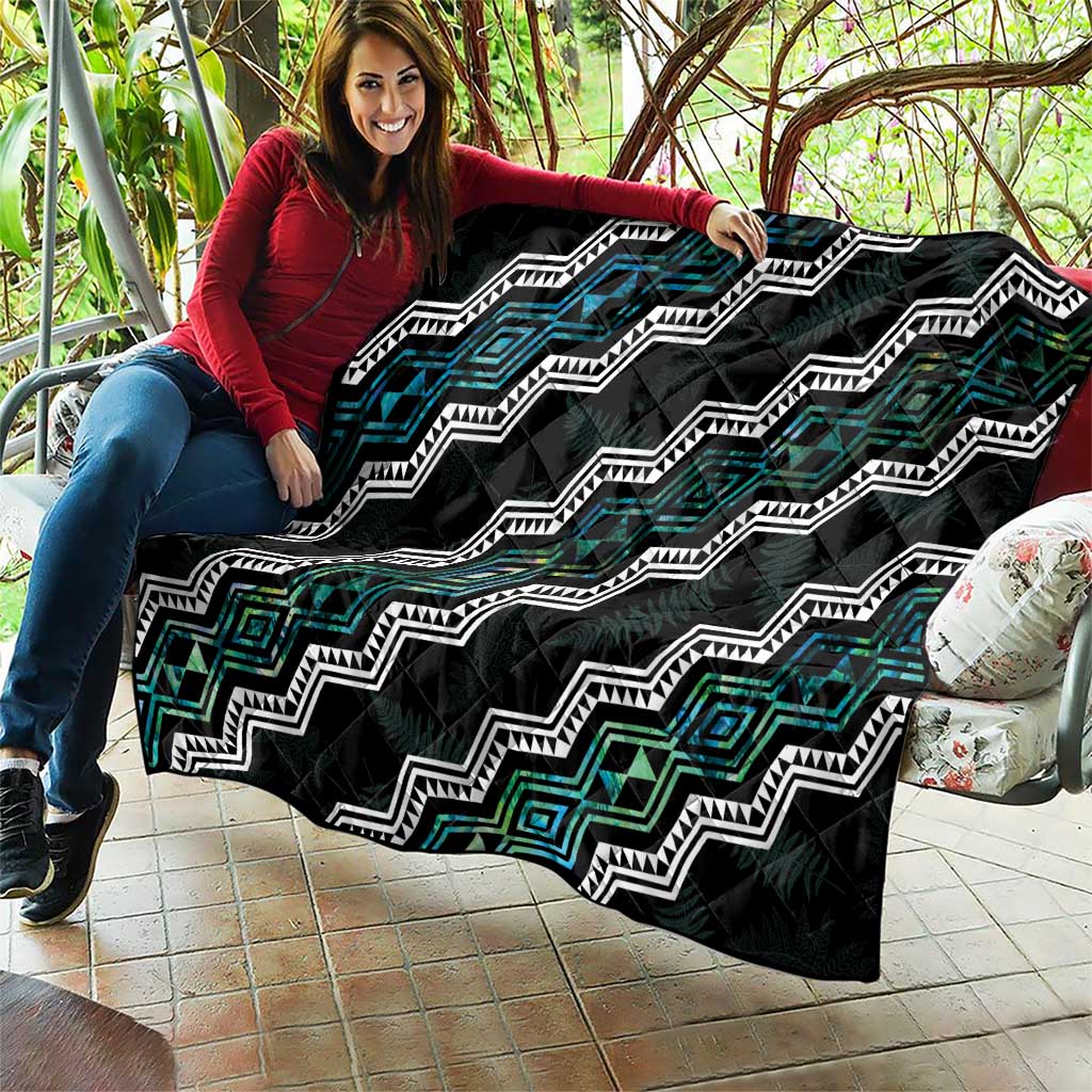 Personalised Taniko Aotearoa Mix Paua Shell Quilt Niho Taniwha Turquoise Glitter