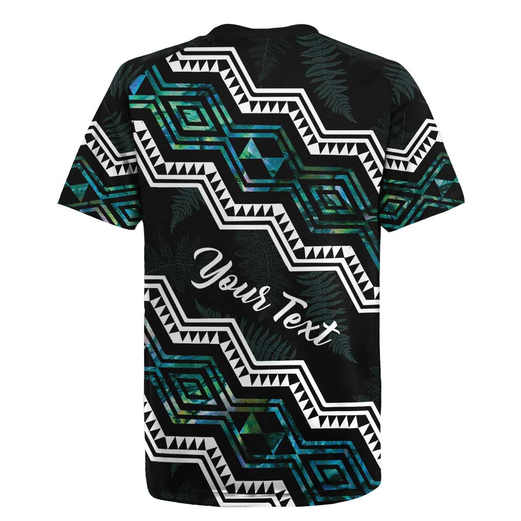 Personalised Taniko Aotearoa Mix Paua Shell Rugby Jersey Niho Taniwha Turquoise Glitter LT01 - Polynesian Pride