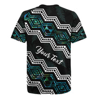 Personalised Taniko Aotearoa Mix Paua Shell Rugby Jersey Niho Taniwha Turquoise Glitter LT01 - Polynesian Pride