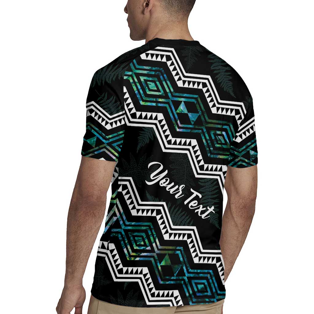 Personalised Taniko Aotearoa Mix Paua Shell Rugby Jersey Niho Taniwha Turquoise Glitter LT01 - Polynesian Pride