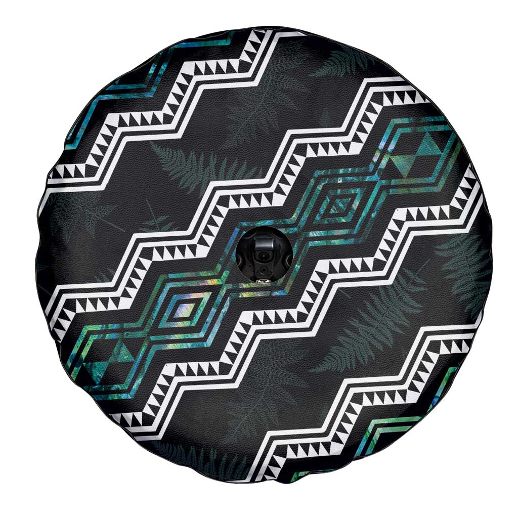 Personalised Taniko Aotearoa Mix Paua Shell Spare Tire Cover Niho Taniwha Turquoise Glitter
