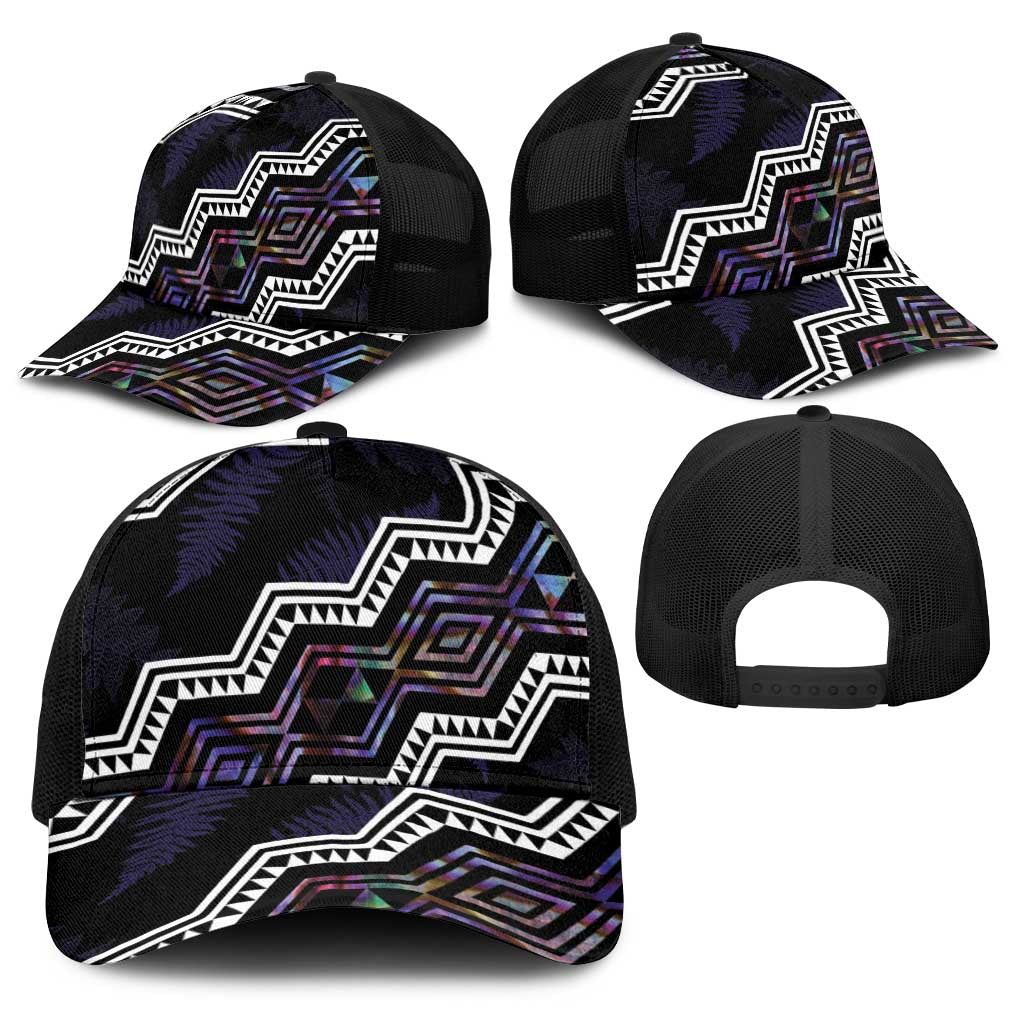 Taniko Aotearoa Mix Paua Shell Baseball Net Cap Niho Taniwha Lilac Glitter - Polynesian Pride