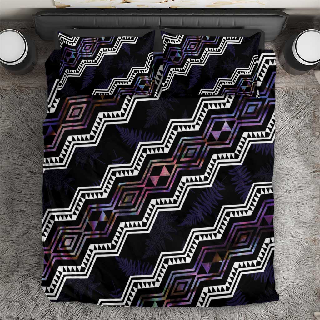 Personalised Taniko Aotearoa Mix Paua Shell Bedding Set Niho Taniwha Lilac Glitter