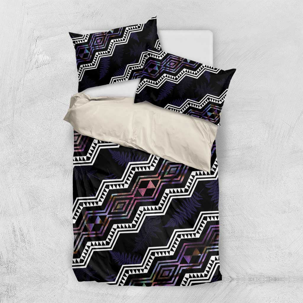 Personalised Taniko Aotearoa Mix Paua Shell Bedding Set Niho Taniwha Lilac Glitter