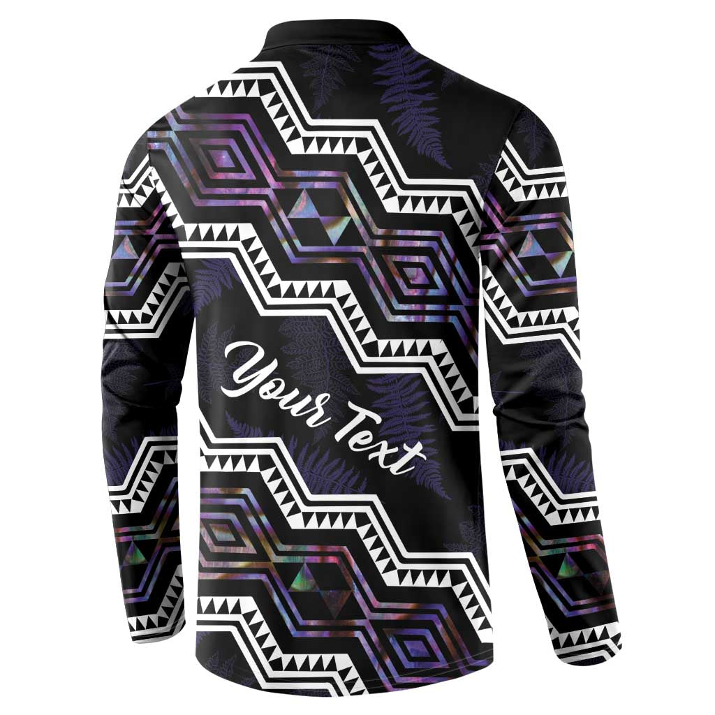 Personalised Taniko Aotearoa Mix Paua Shell Button Sweatshirt Niho Taniwha Lilac Glitter