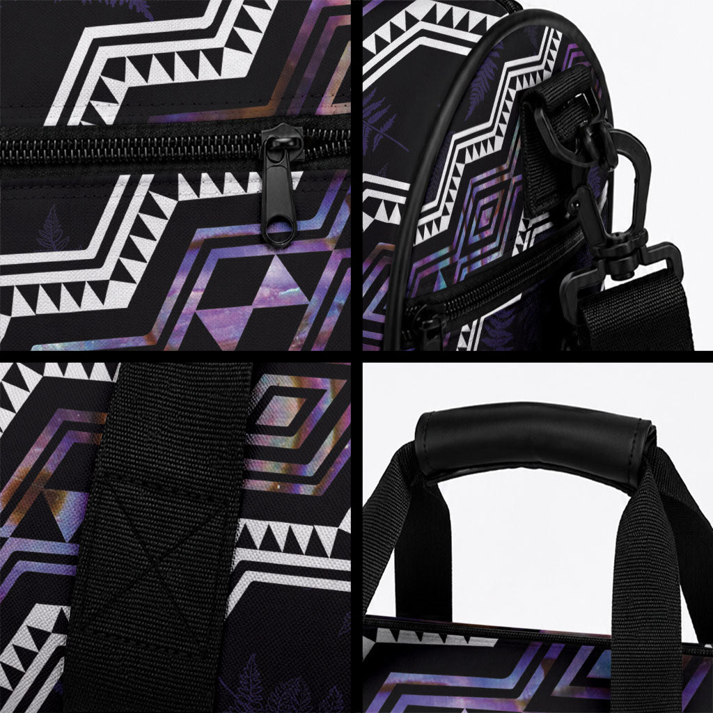 Taniko Aotearoa Mix Paua Shell Duffle Bag Niho Taniwha Lilac Glitter LT01 - Polynesian Pride