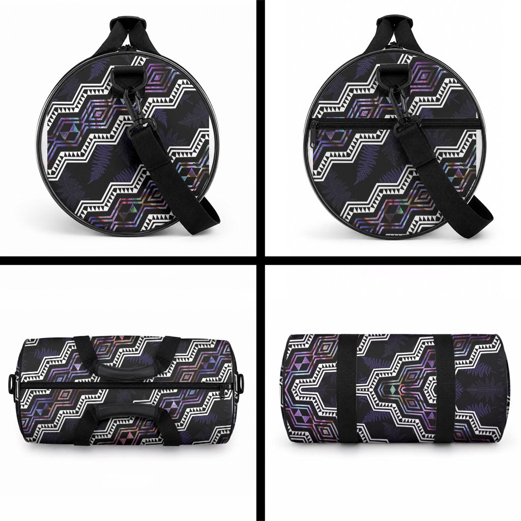 Taniko Aotearoa Mix Paua Shell Duffle Bag Niho Taniwha Lilac Glitter LT01 - Polynesian Pride