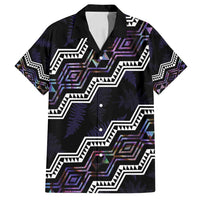Personalised Taniko Aotearoa Mix Paua Shell Family Matching Off Shoulder Maxi Dress and Hawaiian Shirt Niho Taniwha Lilac Glitter LT01 Dad's Shirt - Short Sleeve Purple - Polynesian Pride