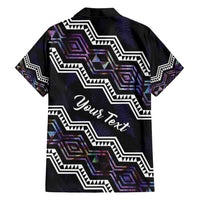 Personalised Taniko Aotearoa Mix Paua Shell Family Matching Off Shoulder Maxi Dress and Hawaiian Shirt Niho Taniwha Lilac Glitter LT01 - Polynesian Pride