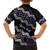 Personalised Taniko Aotearoa Mix Paua Shell Family Matching Off Shoulder Short Dress and Hawaiian Shirt Niho Taniwha Lilac Glitter LT01 - Polynesian Pride
