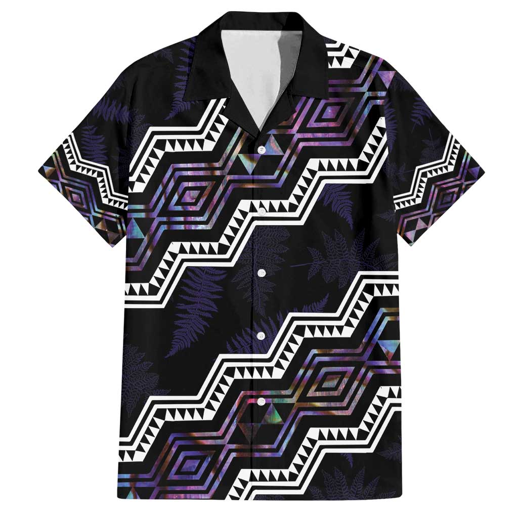 Personalised Taniko Aotearoa Mix Paua Shell Family Matching Summer Maxi Dress and Hawaiian Shirt Niho Taniwha Lilac Glitter LT01 Dad's Shirt - Short Sleeve Purple - Polynesian Pride