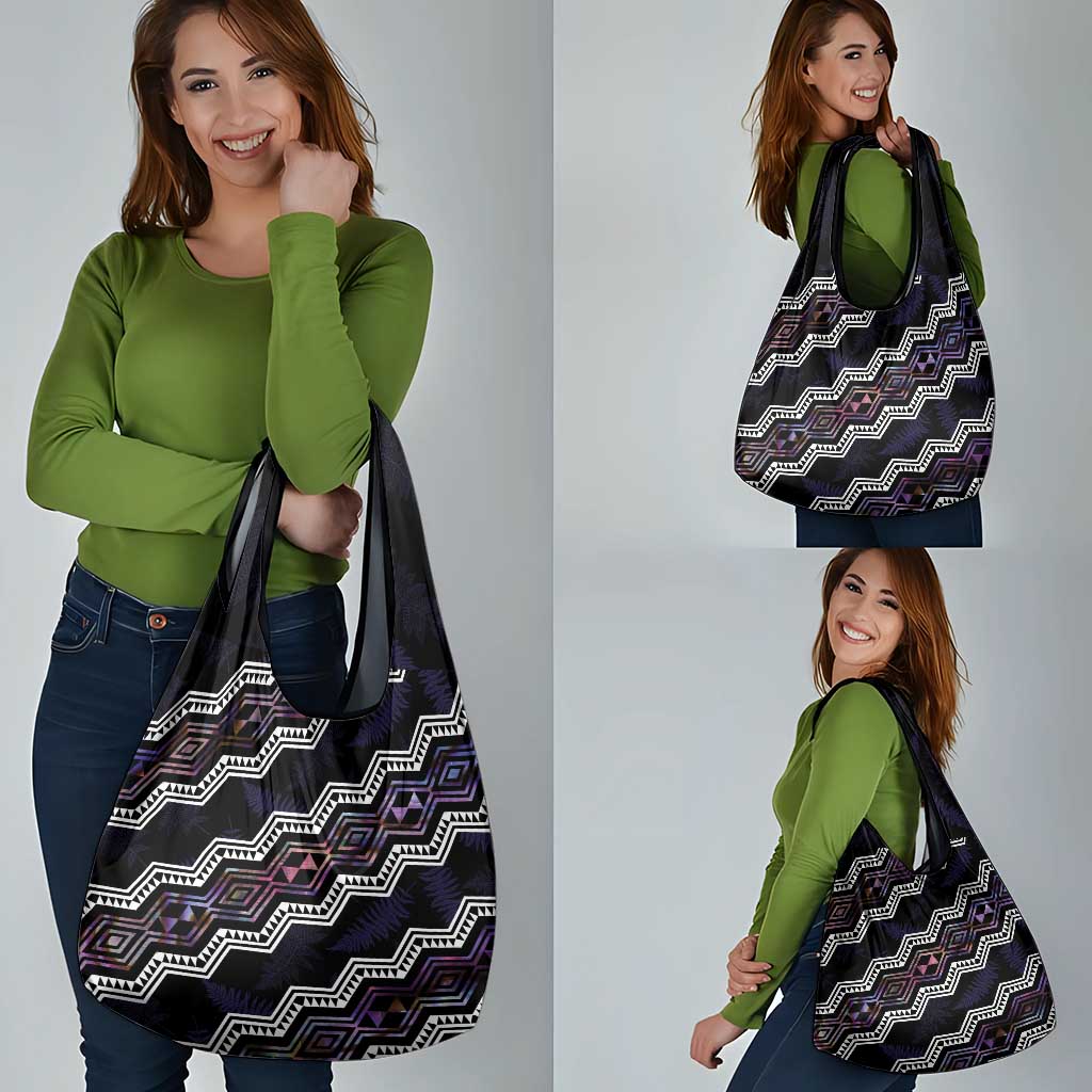 Taniko Aotearoa Mix Paua Shell Grocery Bag Niho Taniwha Lilac Glitter