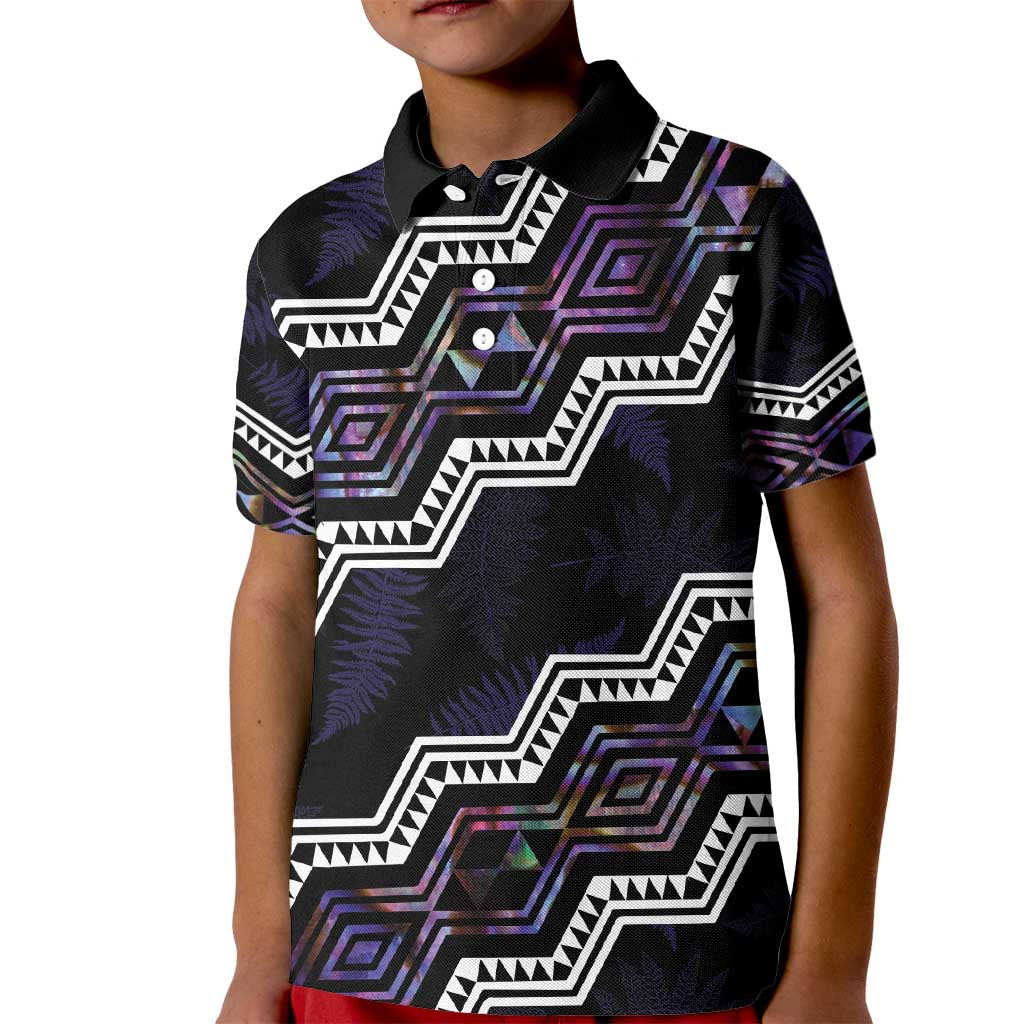 Personalised Taniko Aotearoa Mix Paua Shell Kid Polo Shirt Niho Taniwha Lilac Glitter LT01 Kid Purple - Polynesian Pride
