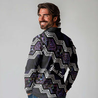 Personalised Taniko Aotearoa Mix Paua Shell Long Sleeve Polo Shirt Niho Taniwha Lilac Glitter
