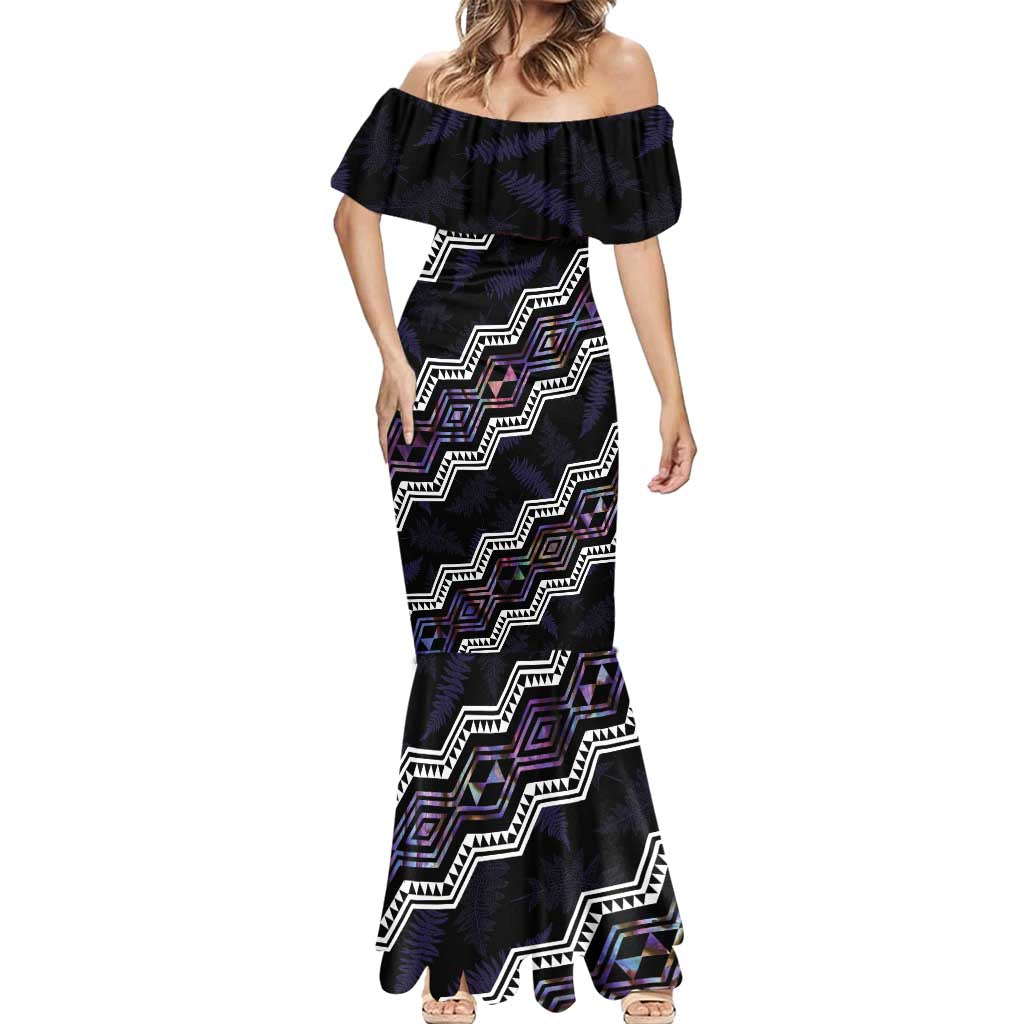 Personalised Taniko Aotearoa Mix Paua Shell Mermaid Dress Niho Taniwha Lilac Glitter