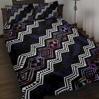 Personalised Taniko Aotearoa Mix Paua Shell Quilt Bed Set Niho Taniwha Lilac Glitter