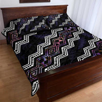 Personalised Taniko Aotearoa Mix Paua Shell Quilt Bed Set Niho Taniwha Lilac Glitter