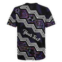 Personalised Taniko Aotearoa Mix Paua Shell Rugby Jersey Niho Taniwha Lilac Glitter LT01 - Polynesian Pride