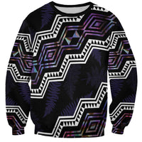 Personalised Taniko Aotearoa Mix Paua Shell Sweatshirt Niho Taniwha Lilac Glitter