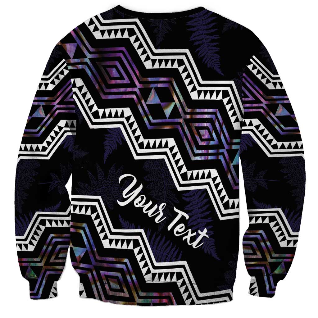Personalised Taniko Aotearoa Mix Paua Shell Sweatshirt Niho Taniwha Lilac Glitter