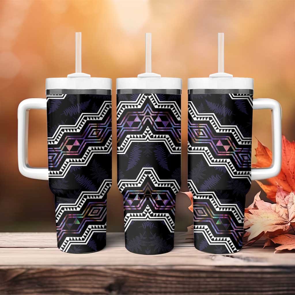 Personalised Taniko Aotearoa Mix Paua Shell Tumbler With Handle Niho Taniwha Lilac Glitter LT01 - Polynesian Pride