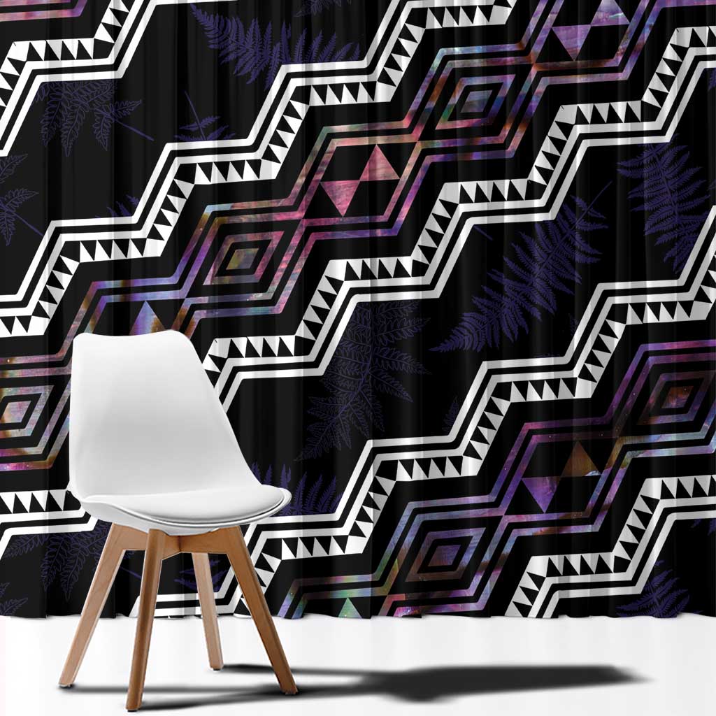 Personalised Taniko Aotearoa Mix Paua Shell Window Curtain Niho Taniwha Lilac Glitter