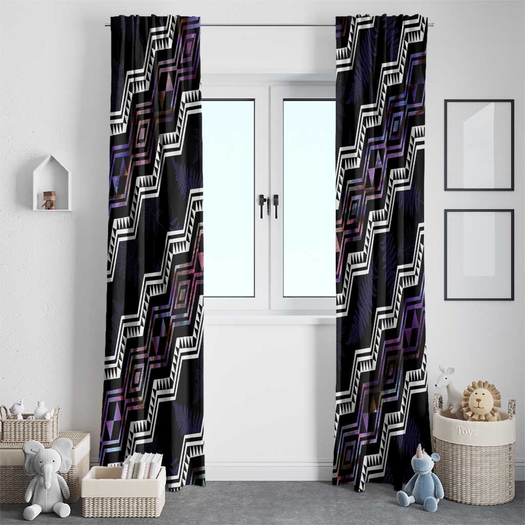 Personalised Taniko Aotearoa Mix Paua Shell Window Curtain Niho Taniwha Lilac Glitter