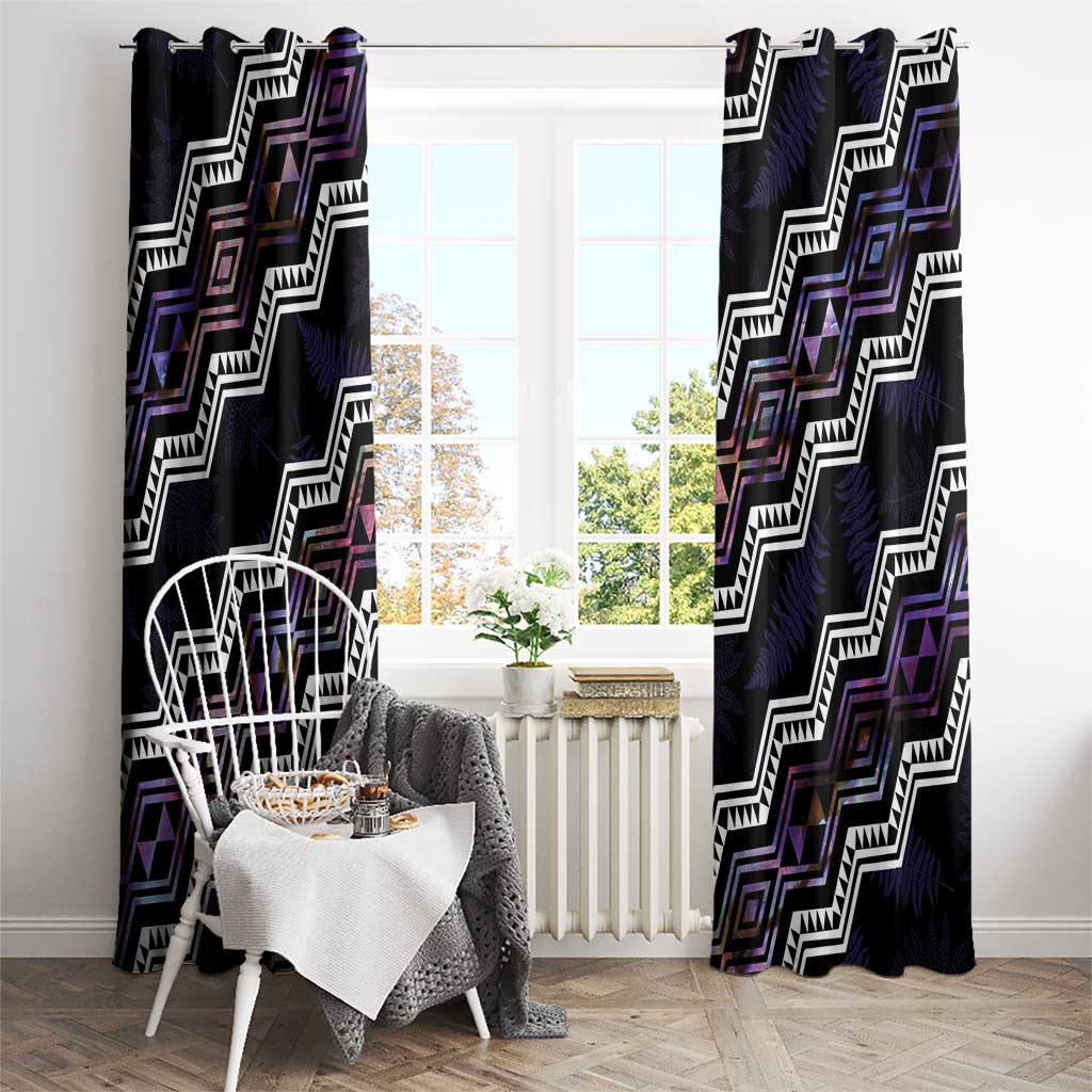 Personalised Taniko Aotearoa Mix Paua Shell Window Curtain Niho Taniwha Lilac Glitter