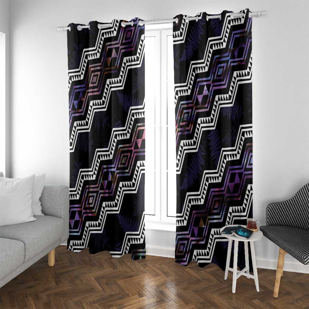 Personalised Taniko Aotearoa Mix Paua Shell Window Curtain Niho Taniwha Lilac Glitter