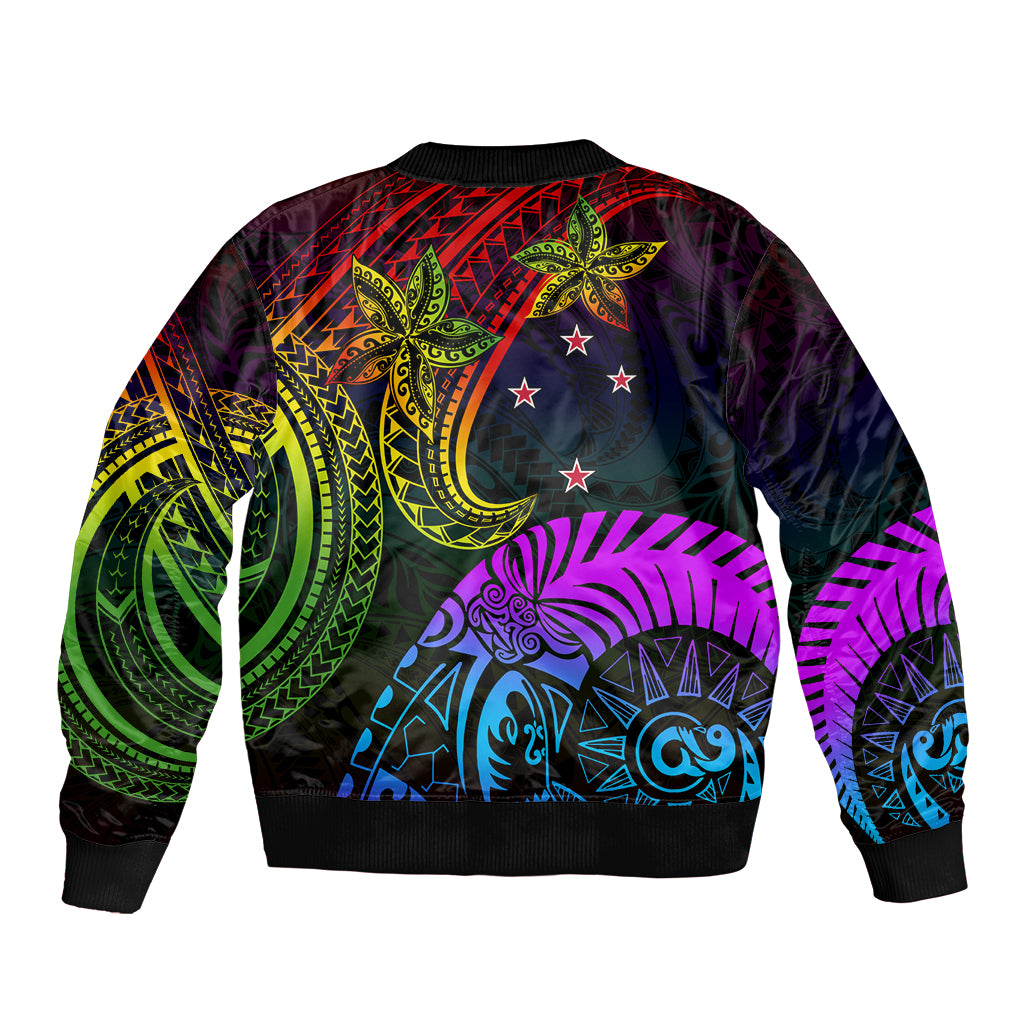 Wellington Pride Bomber Jacket Aotearoa Tribal Rainbow Pattern LT01 - Polynesian Pride