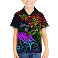 Wellington Pride Family Matching Tank Maxi Dress and Hawaiian Shirt Aotearoa Tribal Rainbow Pattern LT01 Son's Shirt Black - Polynesian Pride