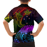 Wellington Pride Kid Hawaiian Shirt Aotearoa Tribal Rainbow Pattern LT01 - Polynesian Pride