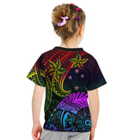 Wellington Pride Kid T Shirt Aotearoa Tribal Rainbow Pattern LT01 - Polynesian Pride