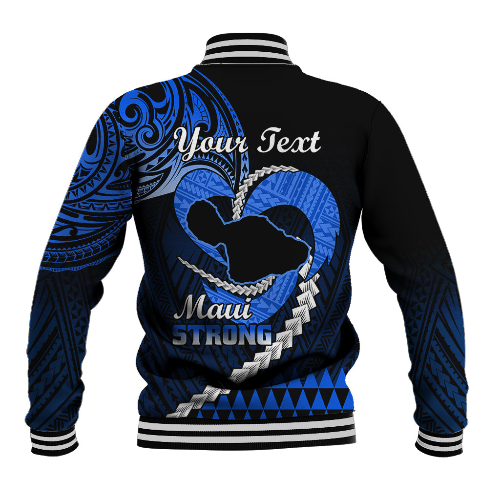 Personalised Hawaii Baseball Jacket Maui Be Strong Kakau Blue Version LT01 - Polynesian Pride
