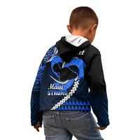 Personalised Hawaii Kid Hoodie Maui Be Strong Kakau Blue Version LT01 - Polynesian Pride