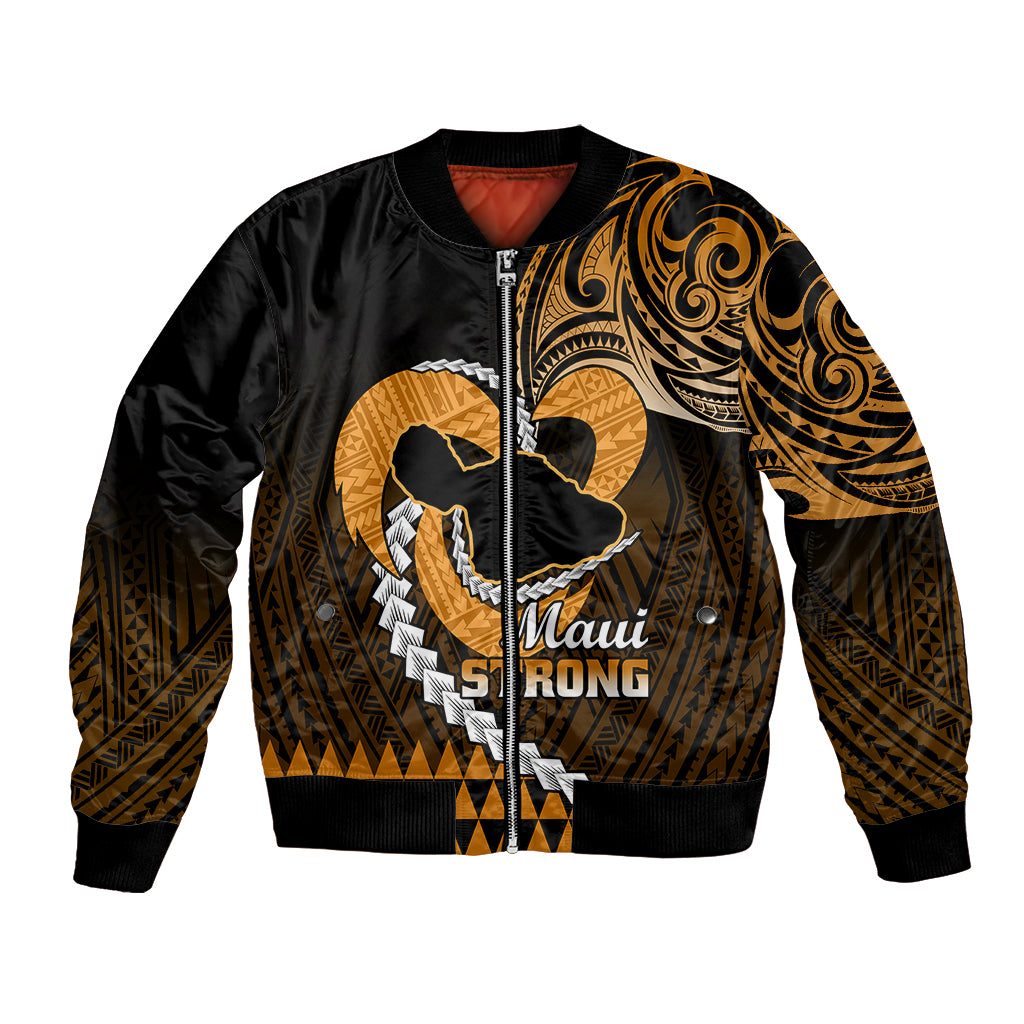 Personalised Hawaii Bomber Jacket Maui Be Strong Kakau Gold Version LT01 Unisex Gold - Polynesian Pride