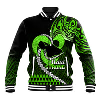 Personalised Hawaii Baseball Jacket Maui Be Strong Kakau Green Version LT01 Unisex Green - Polynesian Pride