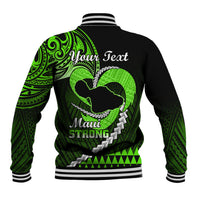 Personalised Hawaii Baseball Jacket Maui Be Strong Kakau Green Version LT01 - Polynesian Pride