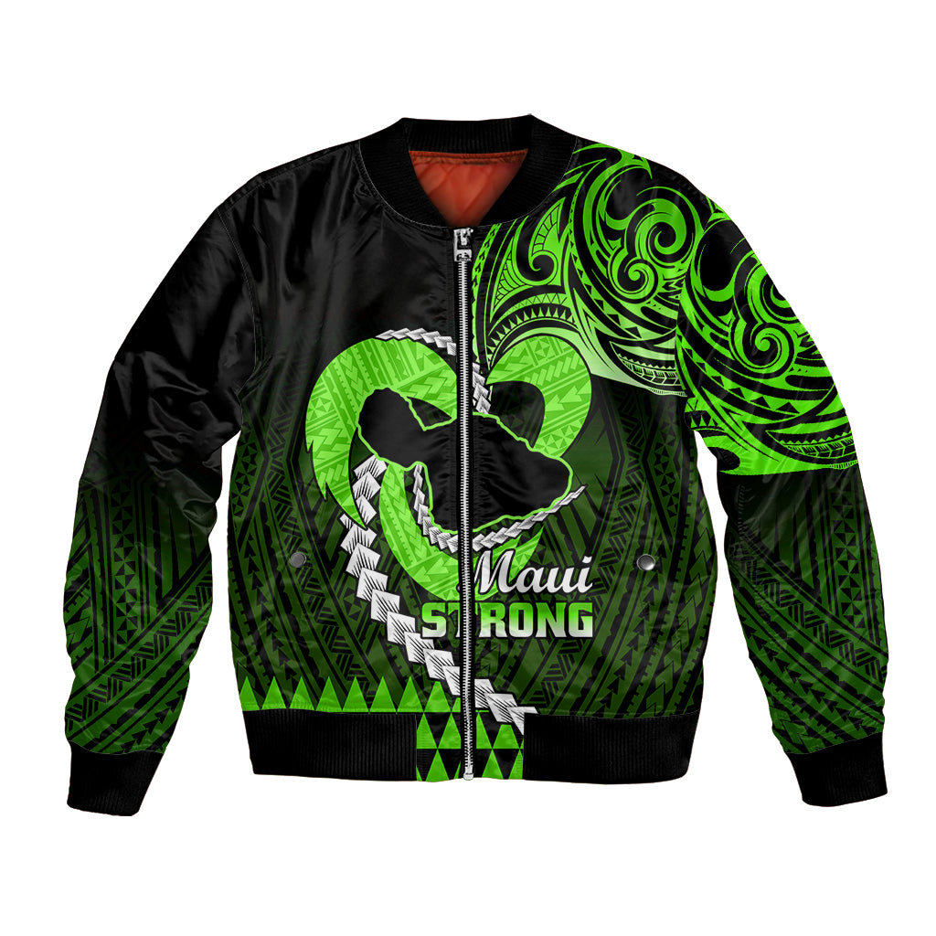 Personalised Hawaii Bomber Jacket Maui Be Strong Kakau Green Version LT01 Unisex Green - Polynesian Pride