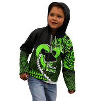 Personalised Hawaii Kid Hoodie Maui Be Strong Kakau Green Version LT01 - Polynesian Pride