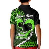 Personalised Hawaii Kid Polo Shirt Maui Be Strong Kakau Green Version LT01 - Polynesian Pride