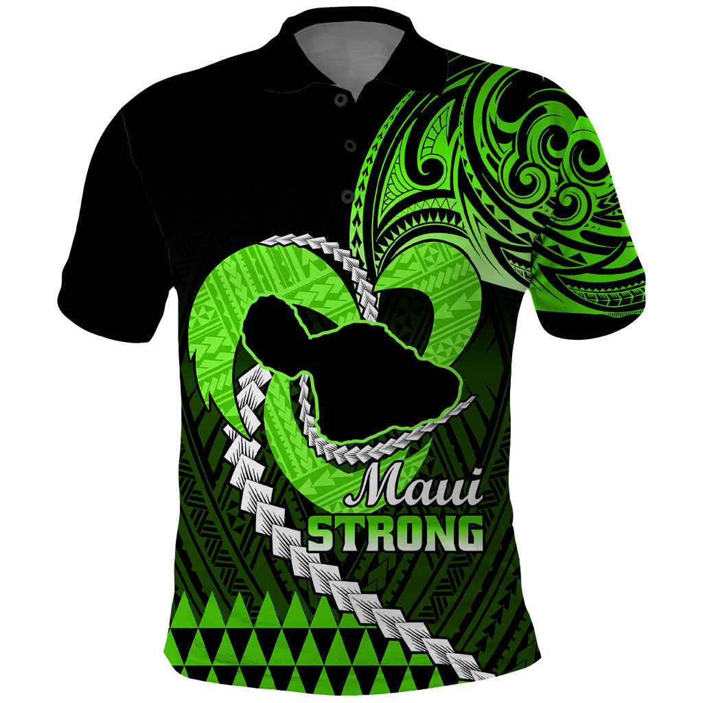 Personalised Hawaii Polo Shirt Maui Be Strong Kakau Green Version LT01 Green - Polynesian Pride
