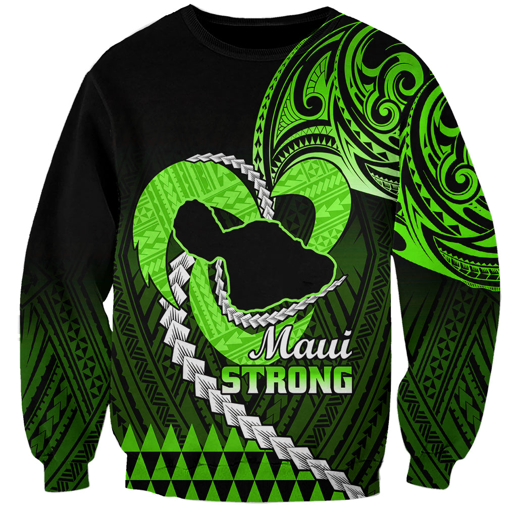 Personalised Hawaii Sweatshirt Maui Be Strong Kakau Green Version LT01 Unisex Green - Polynesian Pride