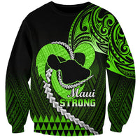 Personalised Hawaii Sweatshirt Maui Be Strong Kakau Green Version LT01 Unisex Green - Polynesian Pride