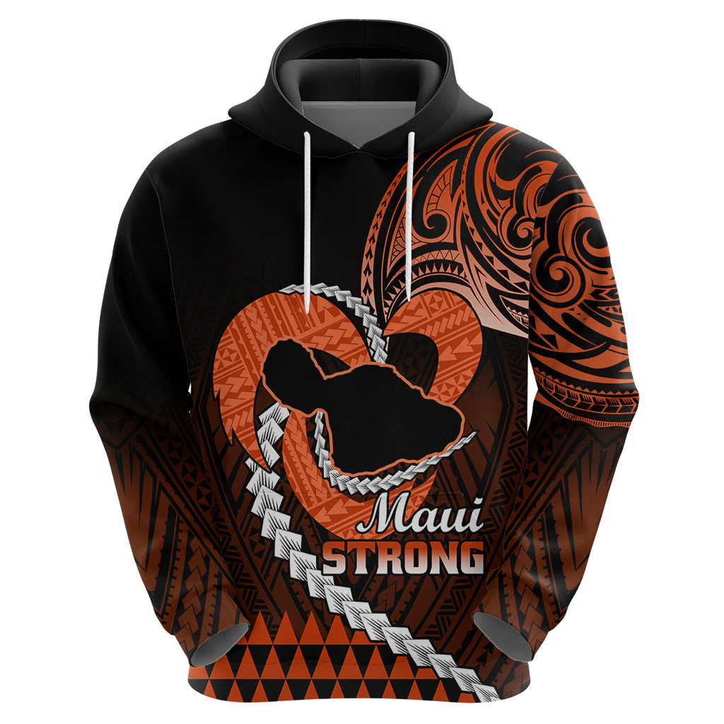 Personalised Hawaii Hoodie Maui Be Strong Kakau Orange Version LT01 - Polynesian Pride