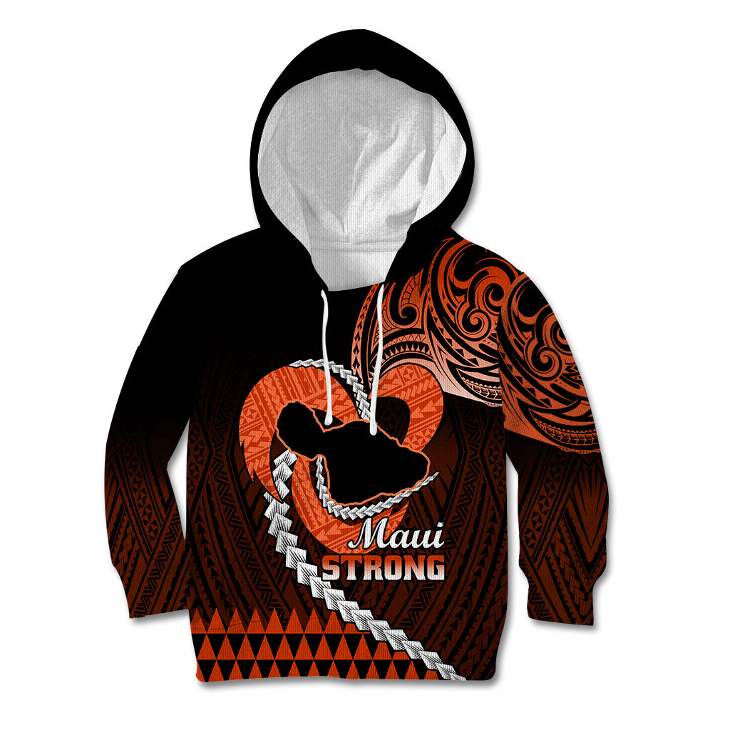 Personalised Hawaii Kid Hoodie Maui Be Strong Kakau Orange Version LT01 Hoodie Orange - Polynesian Pride