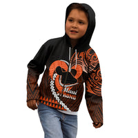 Personalised Hawaii Kid Hoodie Maui Be Strong Kakau Orange Version LT01 - Polynesian Pride